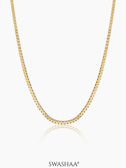 Box Geometric Links 18K Gold Plated 2 MM Men's Chain