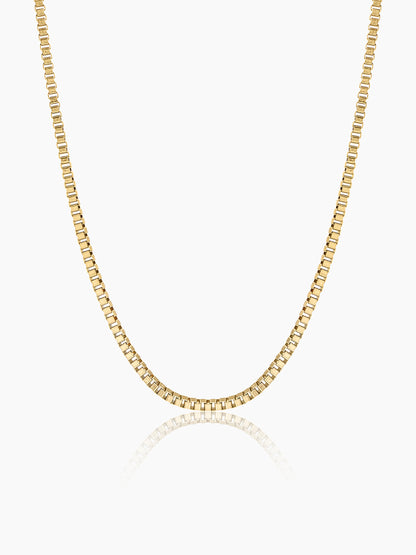 Round Box 18K Gold Plated 2 MM Men's Chain