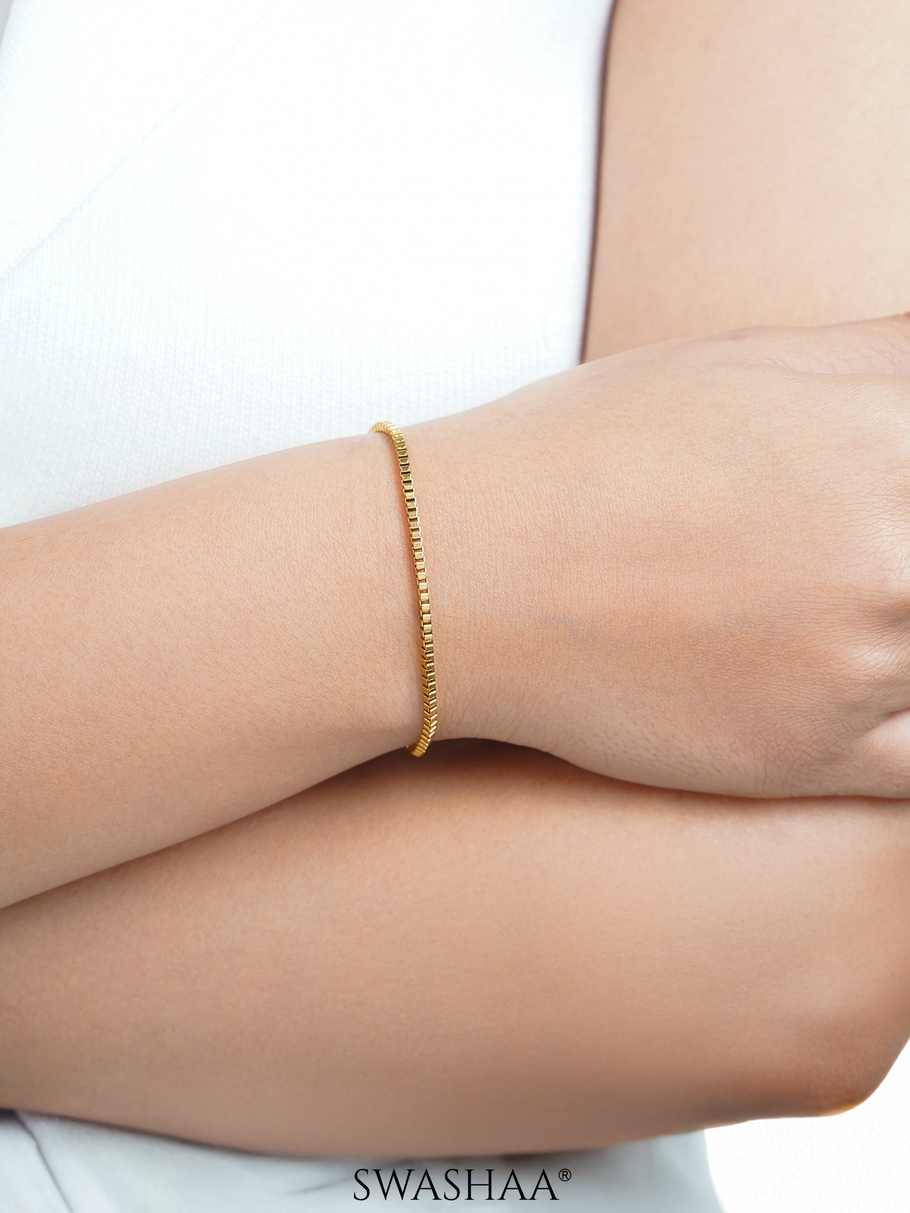 Box Chain 2 MM 18K Gold Women's Bracelet