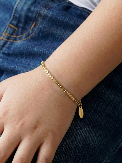 Box Chain 2MM 18K Gold Plated Kid's Bracelet