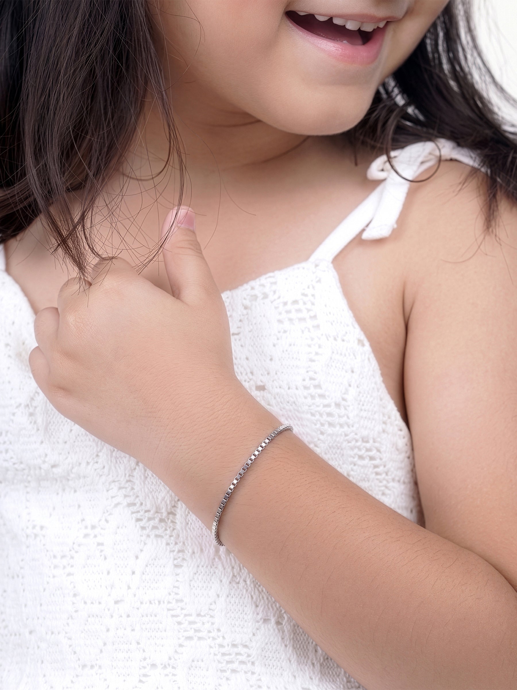 Box Chain 2MM Silver Kid's Bracelet