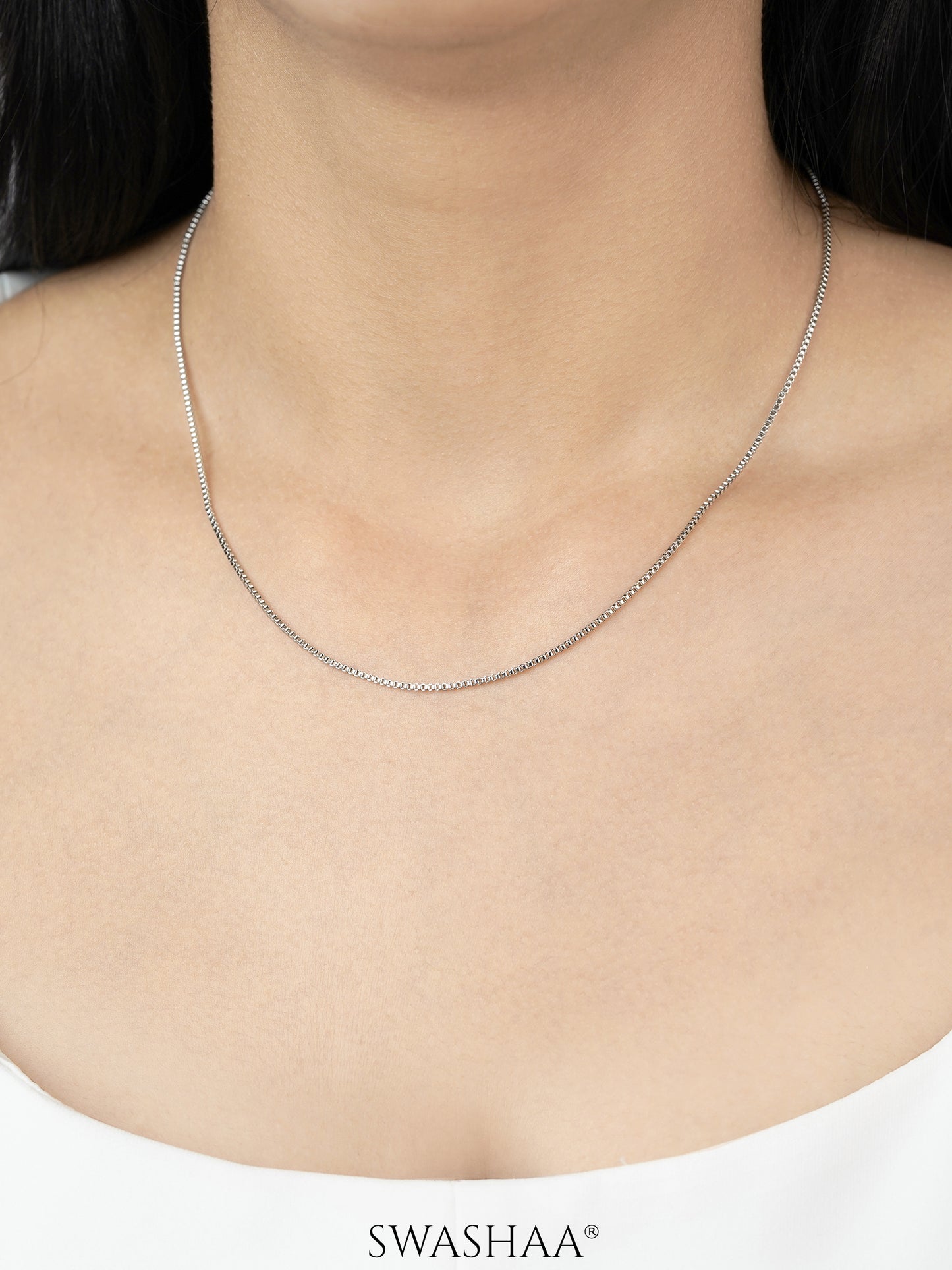 Box Uniform Silhouette 1MM Silver Women's Chain