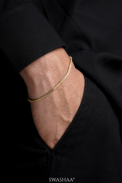 Box Chain 18K Gold Plated 2 MM Men's Bracelet
