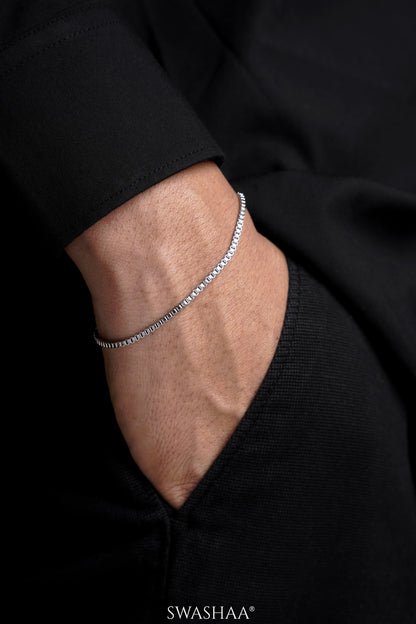 Box Chain Silver 2 MM Men's Bracelet