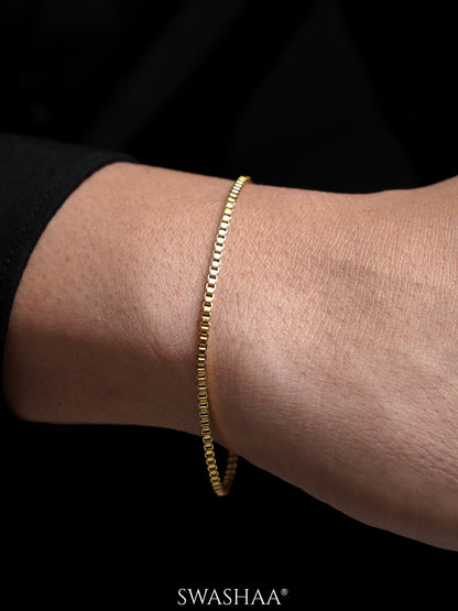 Box Chain 18K Gold Plated 2 MM Men's Bracelet
