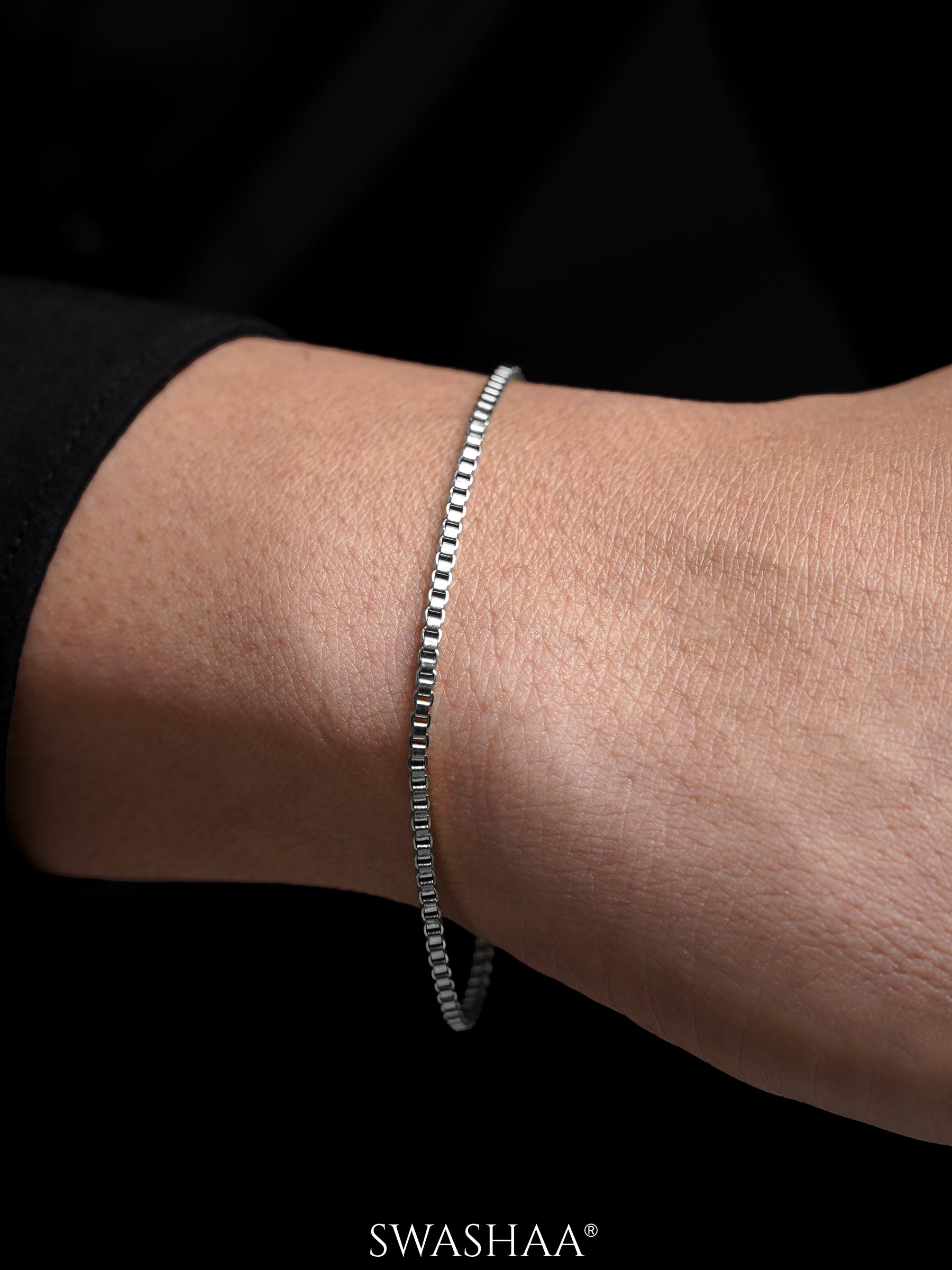 Box Chain Silver 2 MM Men's Bracelet