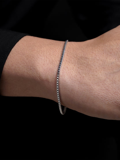 Box Chain Silver 2 MM Men's Bracelet