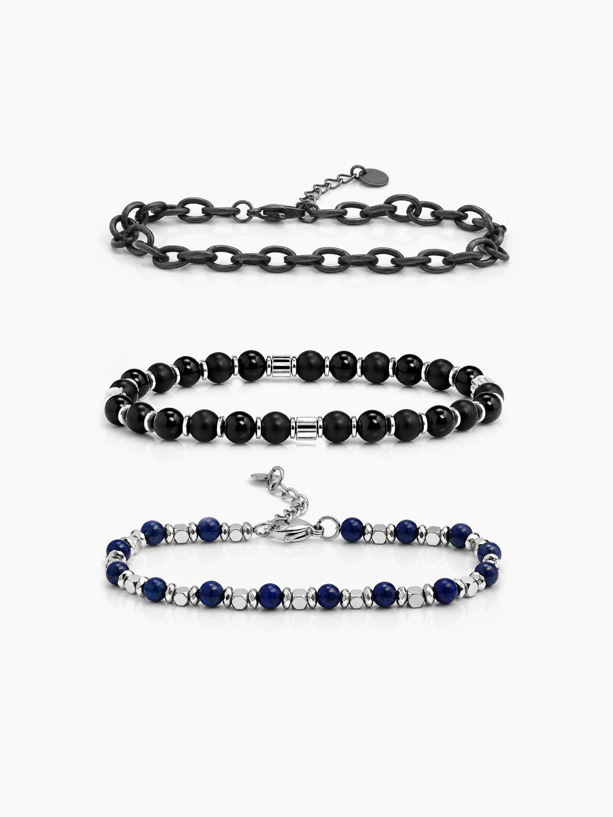 Brayden Black - Silver Men's Bracelet Set