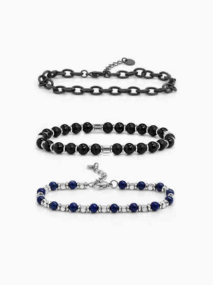 Brayden Black - Silver Men's Bracelet Set
