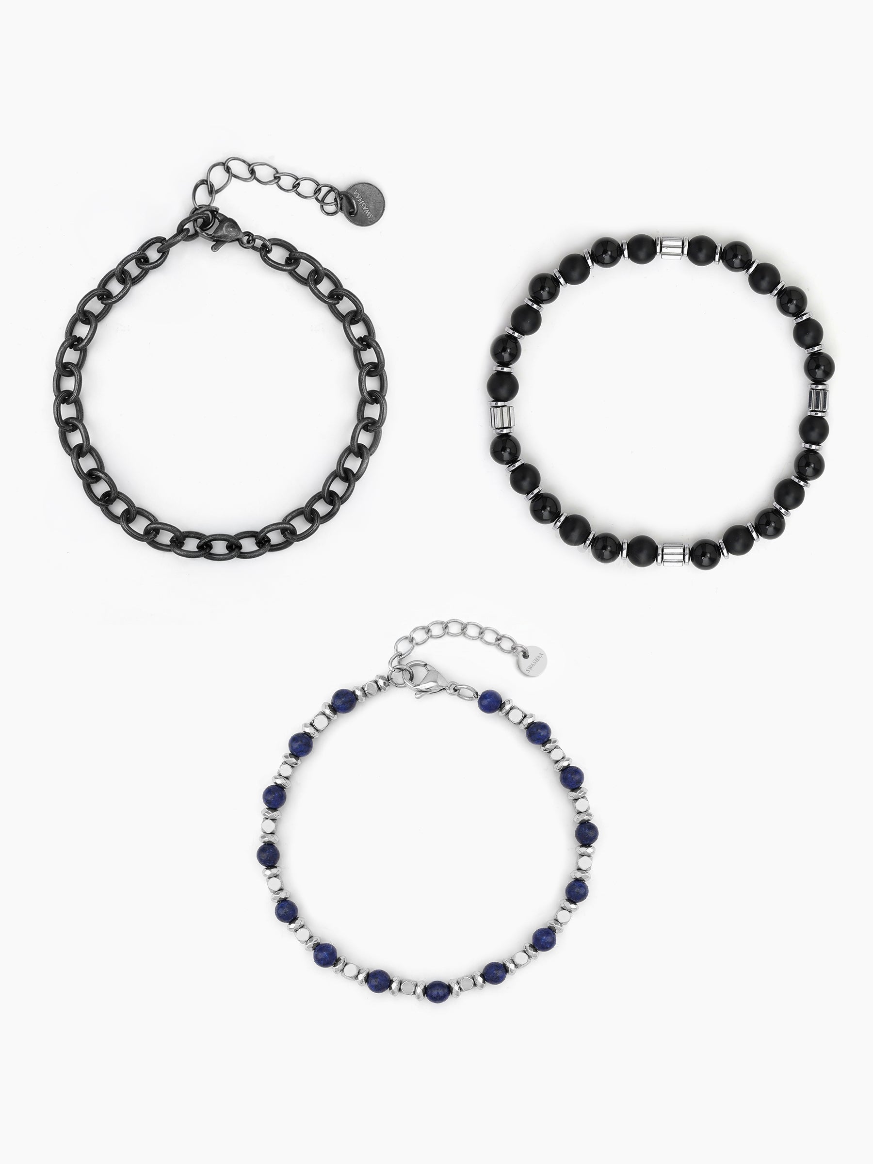 Brayden Black - Silver Men's Bracelet Set