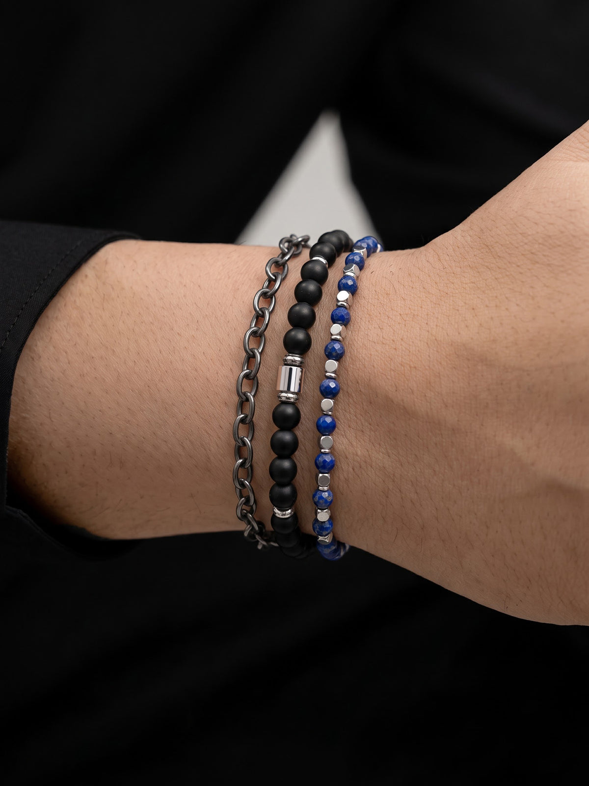 Brayden Black - Silver Men's Bracelet Set
