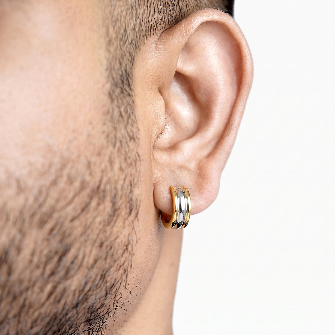 Brennor 18K Gold Plated - Silver Men's Hoop Earrings