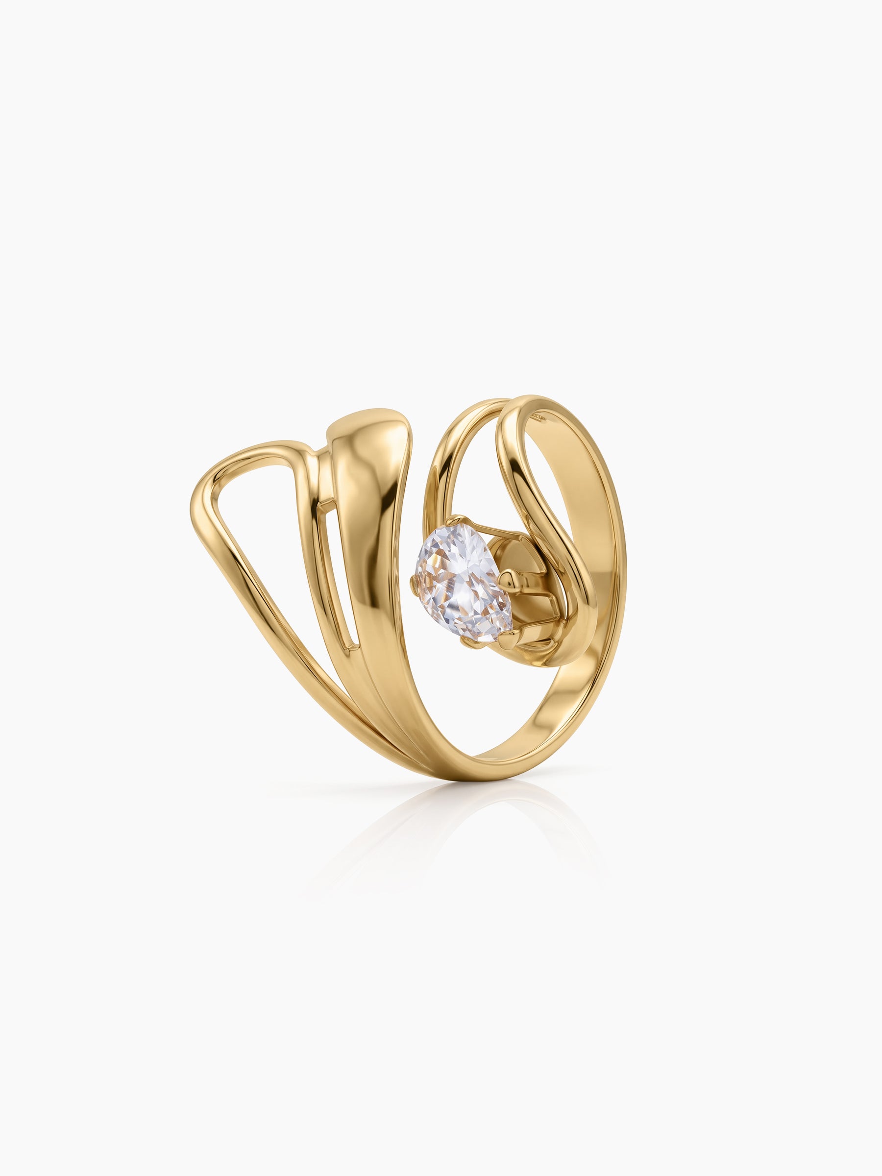 Brigitte Solitaire Diamond 18K Gold Plated Women's Ring