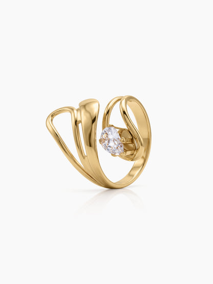 Brigitte Solitaire Diamond 18K Gold Plated Women's Ring