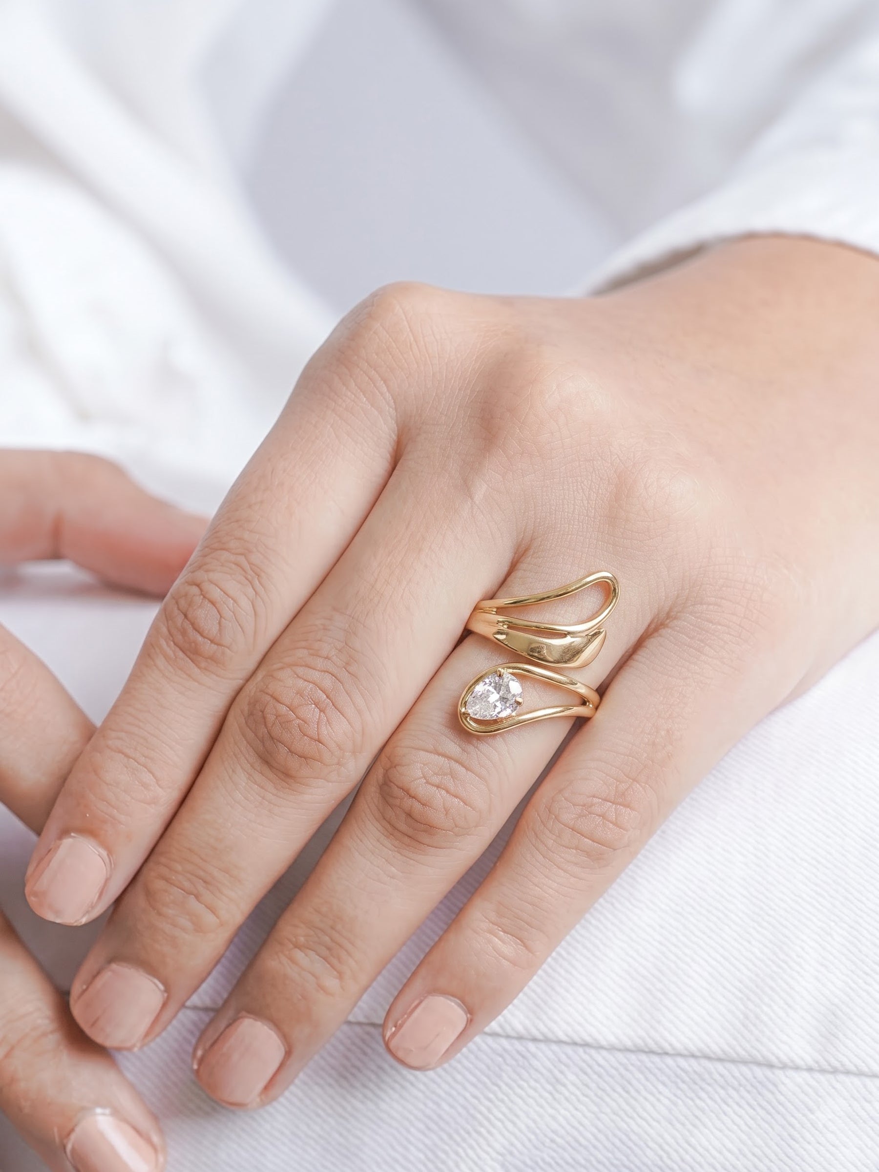 Brigitte Solitaire Diamond 18K Gold Plated Women's Ring