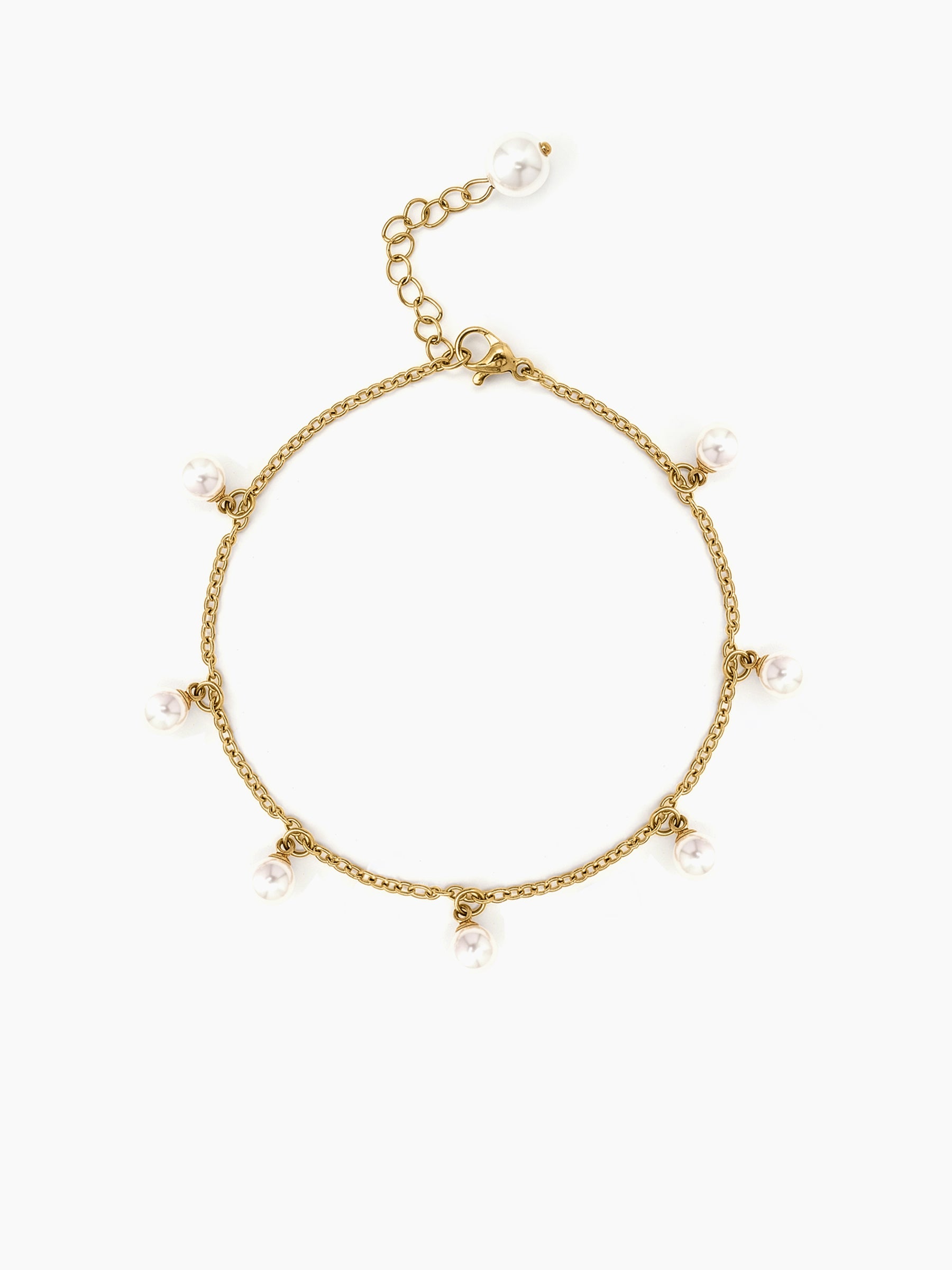 Brivara Pearl Drop Charms 18K Gold Plated Women's Anklet 