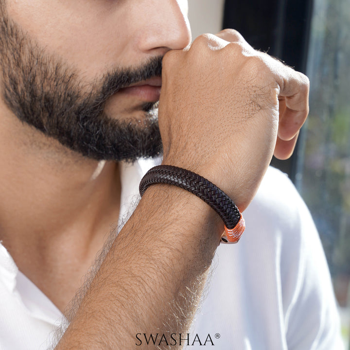 Brown Trail Men's Leather Bracelet