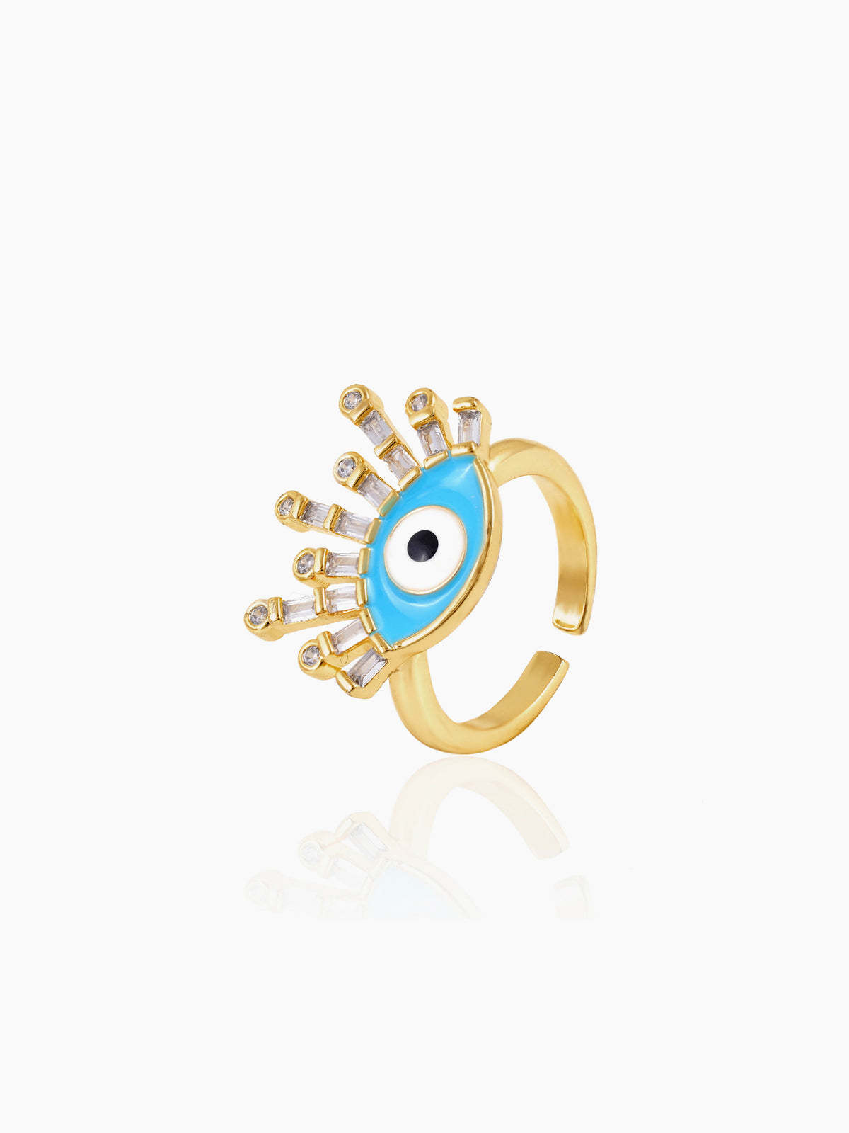 Bruce Evil Eye Aqua 18K Gold Plated Ring