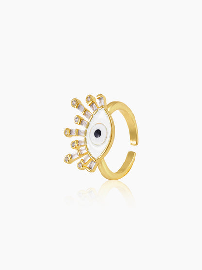 Bruce Evil Eye Mint 18K Gold Plated Ring