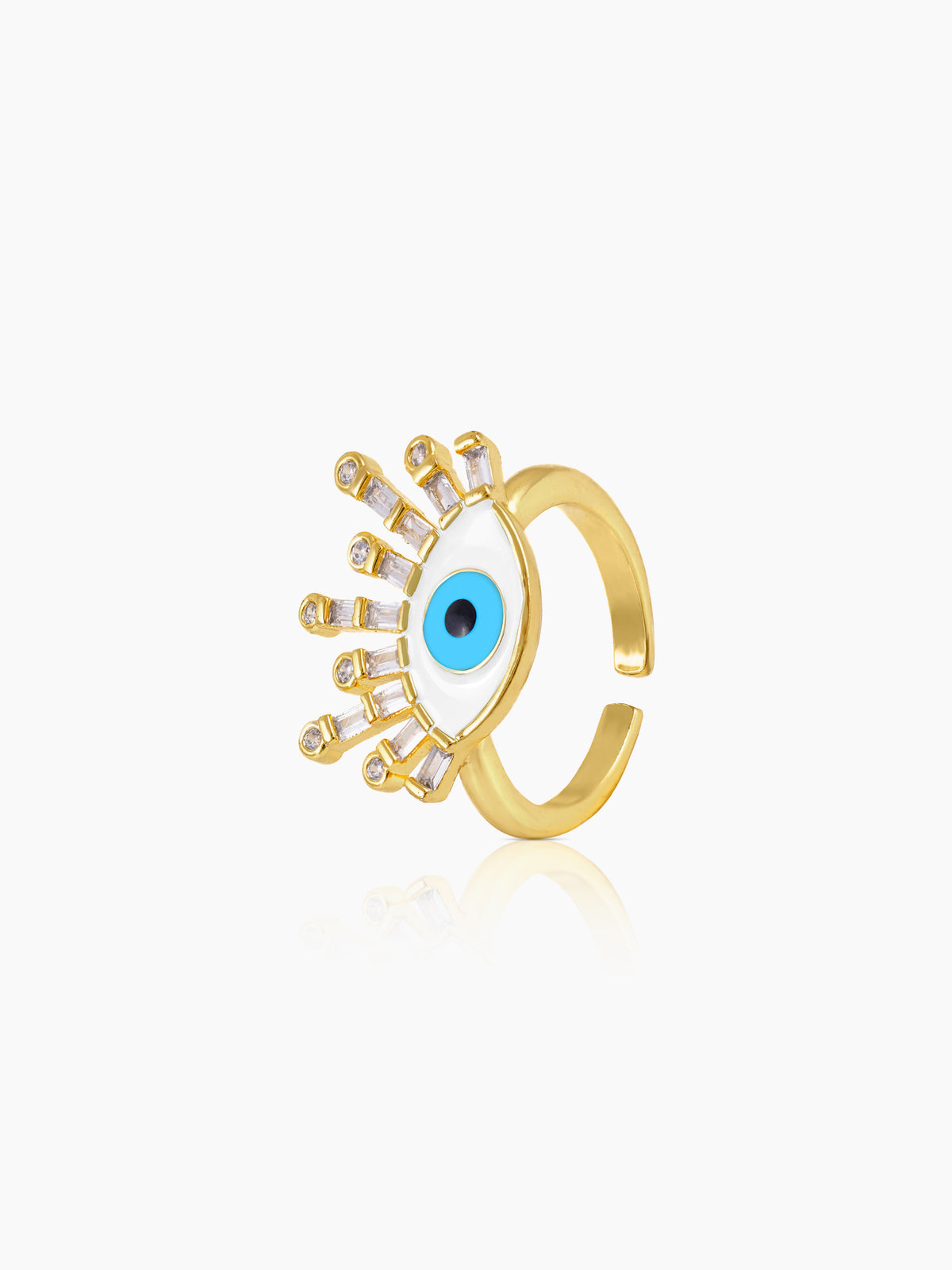 Bruce Evil Eye White 18K Gold Plated Ring
