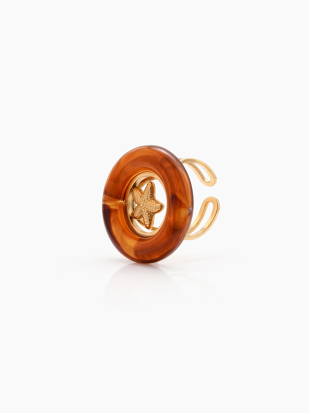 Brunisa Brown Starfish 18K Gold Plated Women's Ring