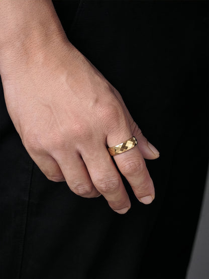 Bruno Textured 18K Gold Plated Band Men’s Ring