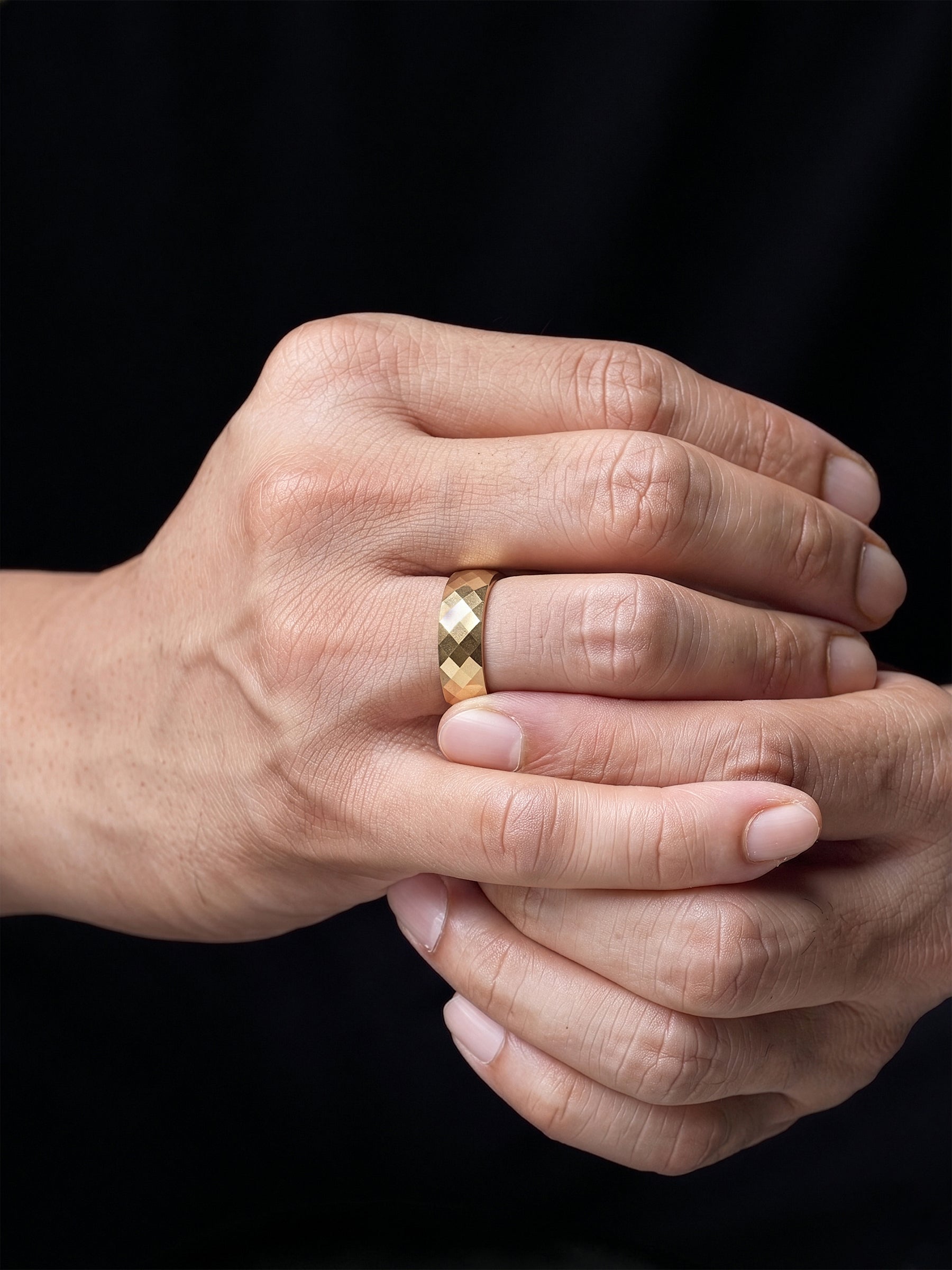 Bruno Textured 18K Gold Plated Band Men’s Ring