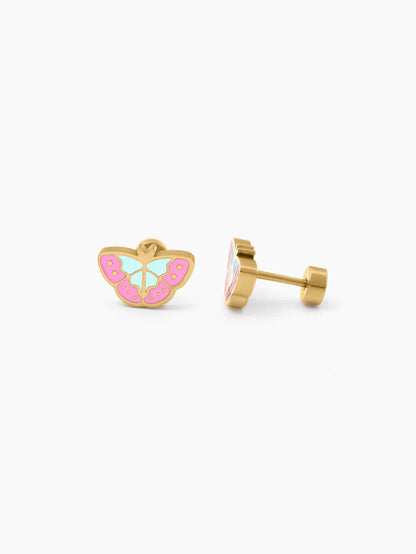 Bubbly Butterfly Charm 18K Gold Plated Kid's Stud Earrings