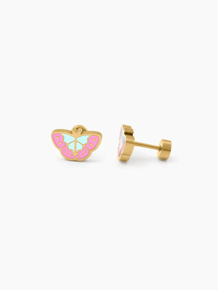 Bubbly Butterfly Charm 18K Gold Plated Kid's Stud Earrings