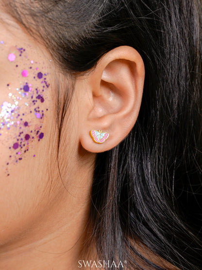 Bubbly Butterfly Charm 18K Gold Plated Kid's Stud Earrings