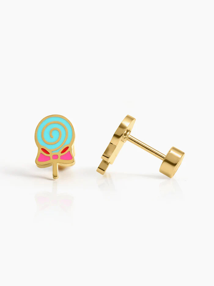 Bubbly Lolli Pop Charm 18K Gold Plated Kid's Stud Earrings