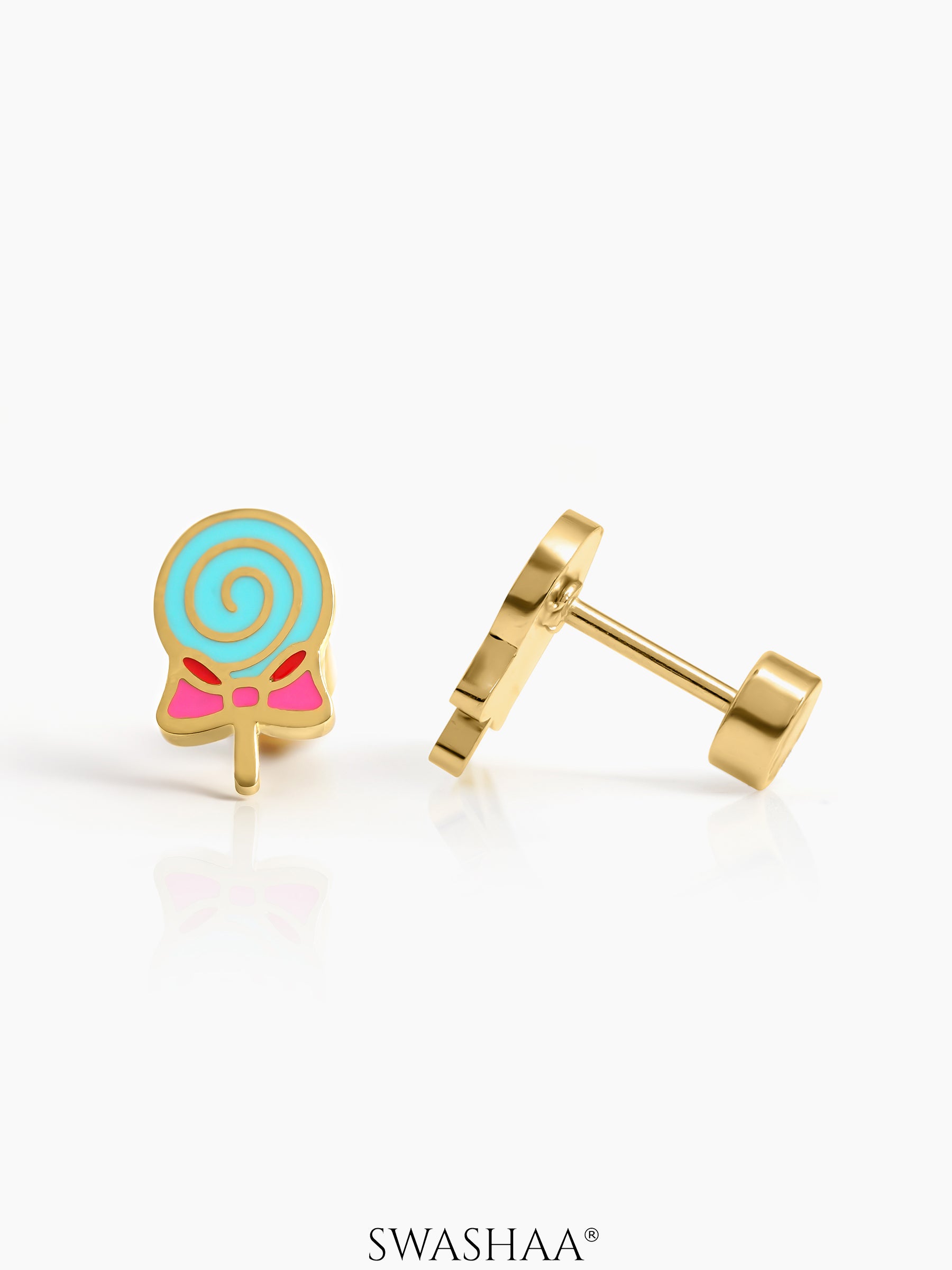 Bubbly Lolli Pop 18K Gold Plated Kid's Earrings