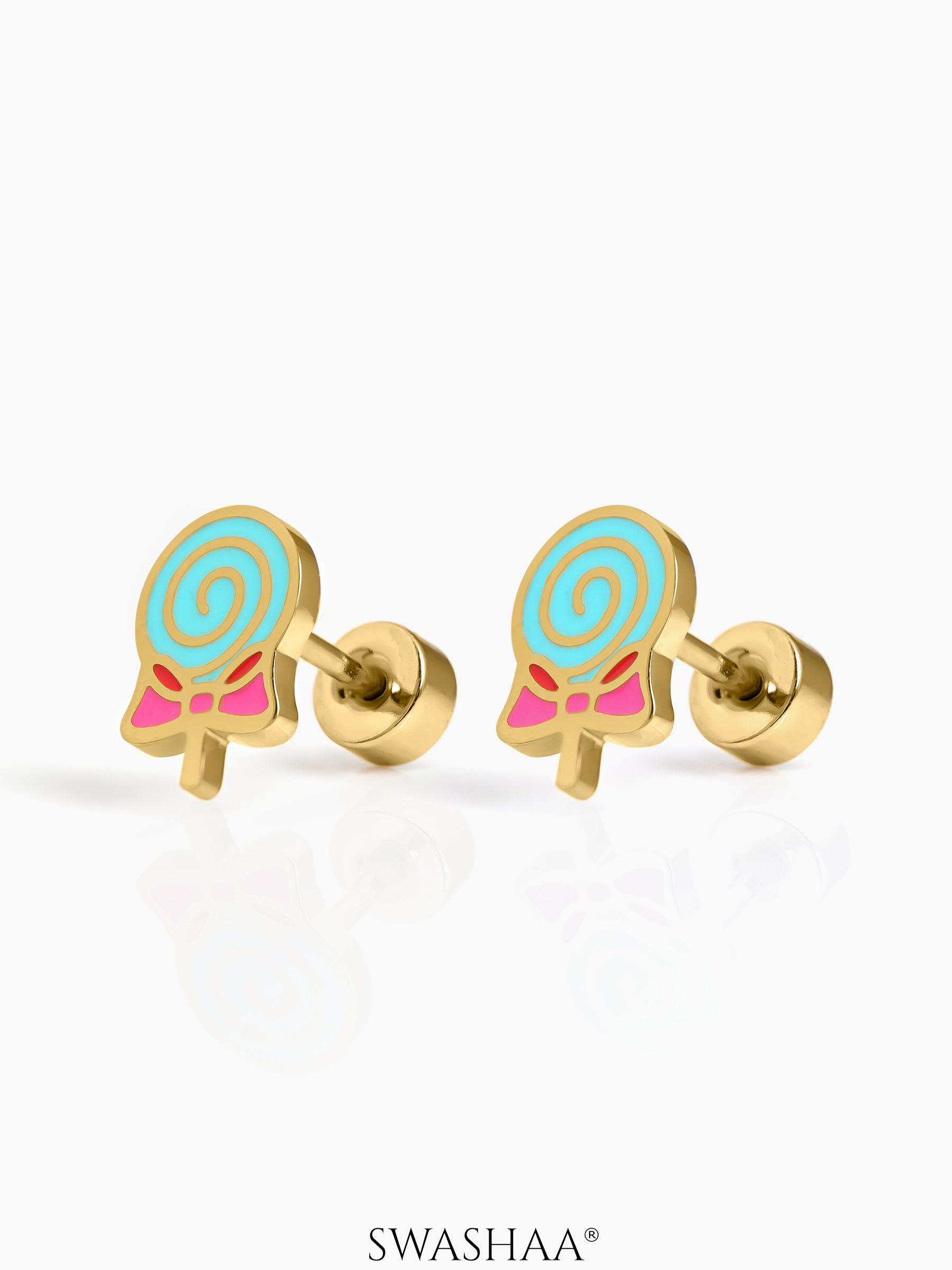 Bubbly Lolli Pop 18K Gold Plated Kid's Earrings