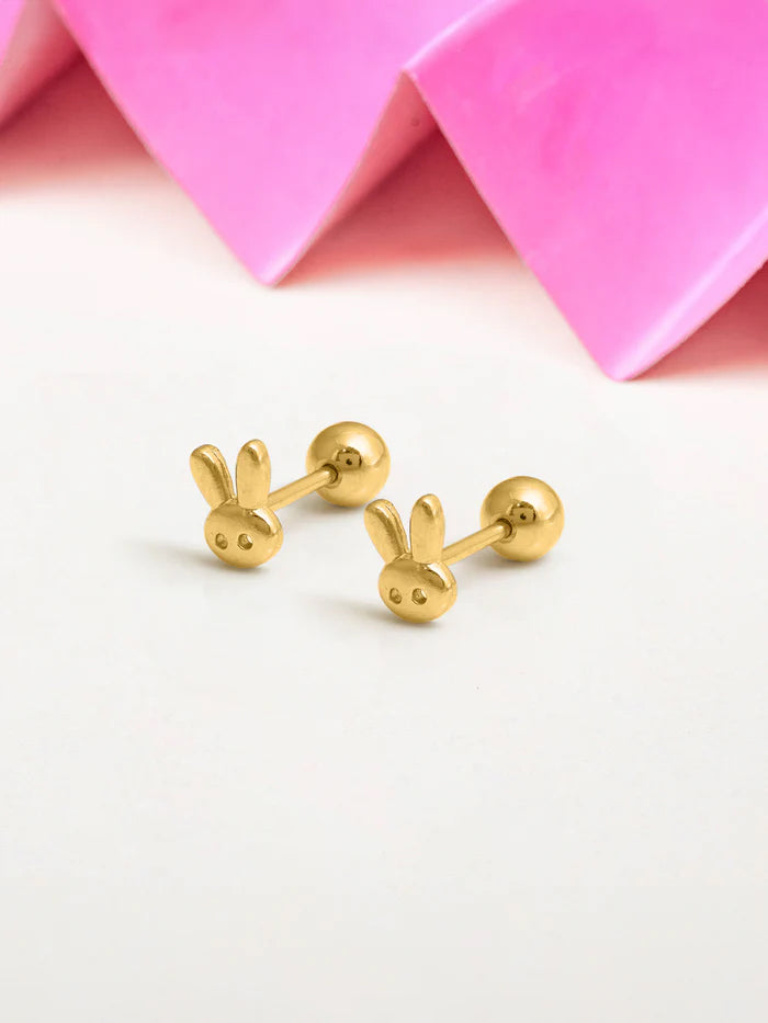 Bun Bun Charm 18K Gold Plated Kid's Stud Earrings