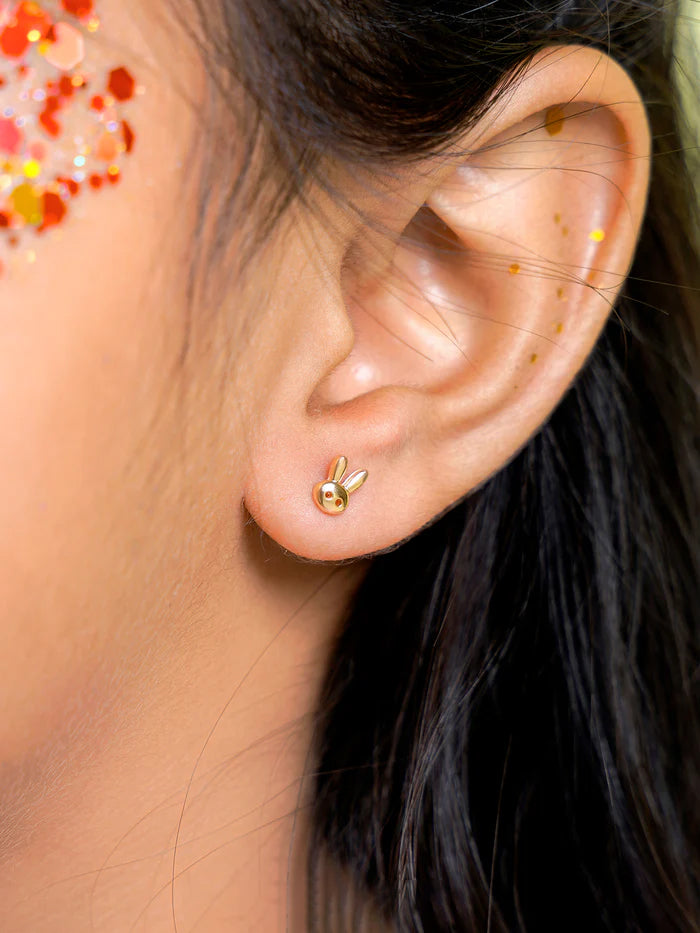Bun Bun Charm 18K Gold Plated Kid's Stud Earrings