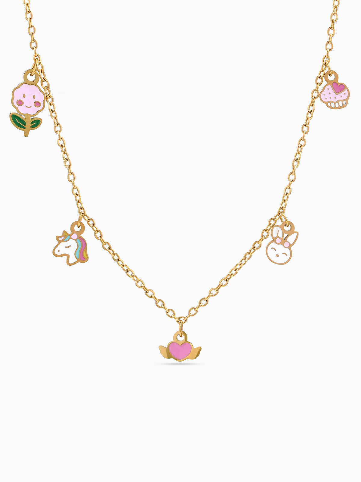 Bunny Cupcake, Flower, Unicorn, Heart ,
Sweet Charms 18K Gold Plated Kid's Chain Penant Necklace