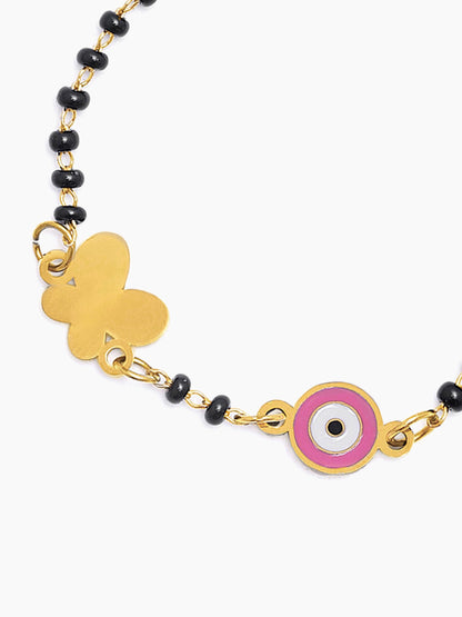 Butterfly Shield Charms 18K Gold Plated Kid's Nazariya Loose Bracelet