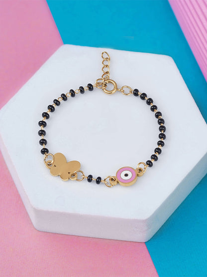 Butterfly Shield Charms 18K Gold Plated Kid's Nazariya Loose Bracelet
