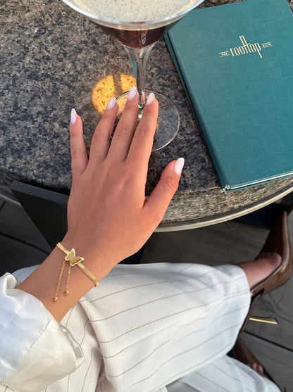 Butterfly Snake Charm 18K Gold Plated Loose Chain Bracelet