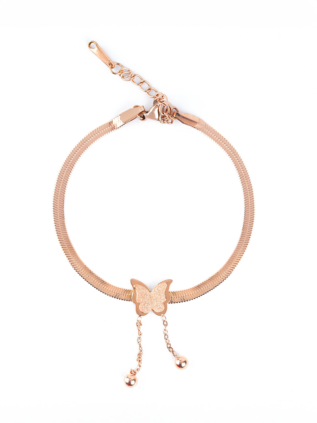 Butterfly Snake Charm Rosegold Loose Chain Bracelet