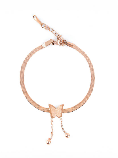 Butterfly Snake Charm Rosegold Loose Chain Bracelet