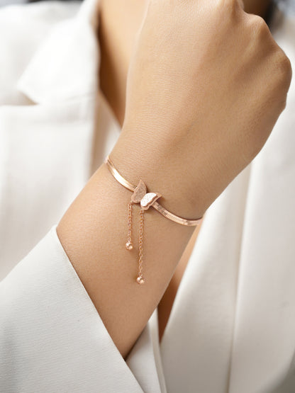 Butterfly Snake Charm Rosegold Loose Chain Bracelet
