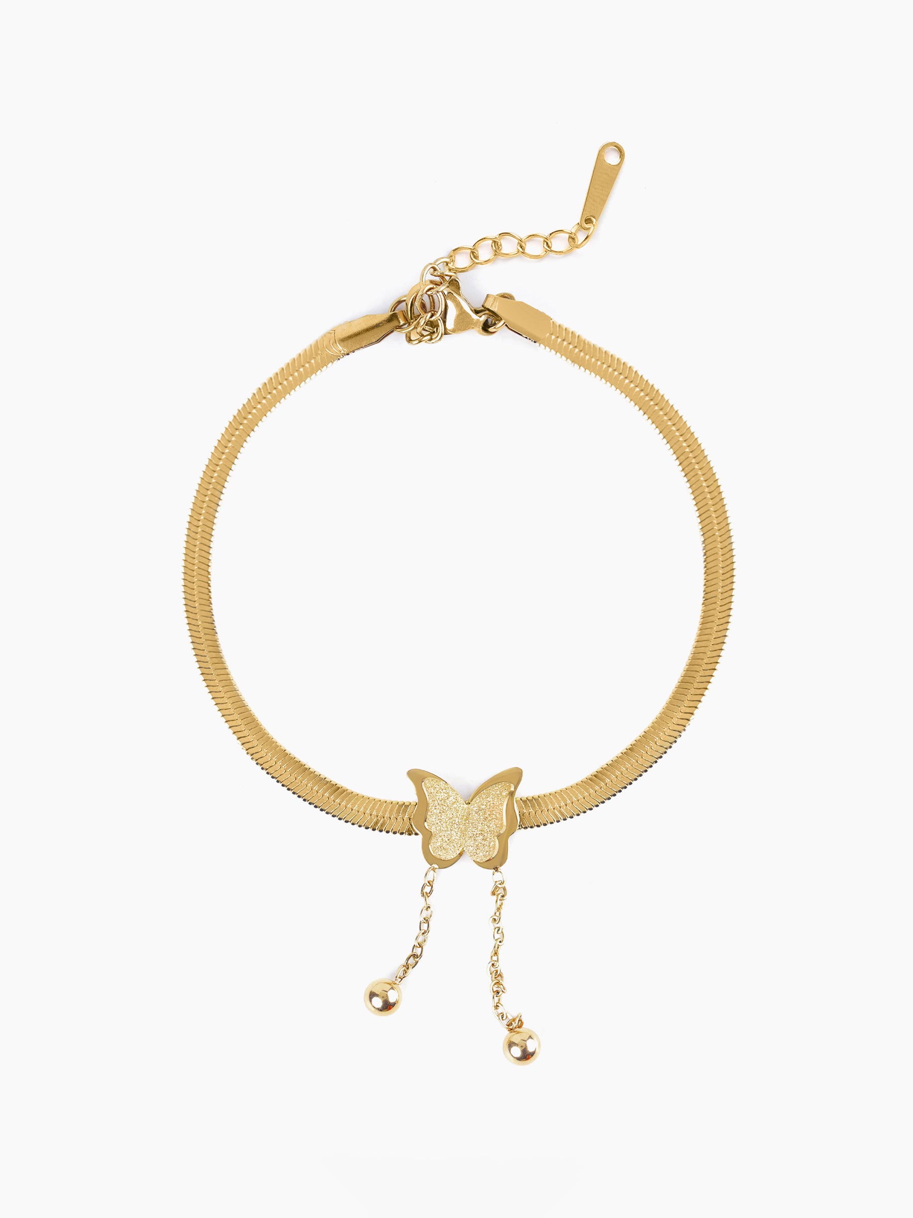 Butterfly Snake Charm 18K Gold Plated Loose Chain Bracelet