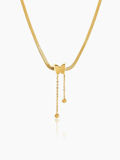 Butterfly Snake Chain 18K Gold Plated Necklace