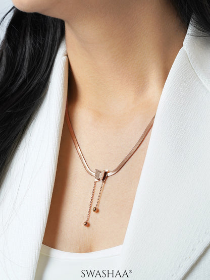 Butterfly Snake Chain Rosegold Necklace