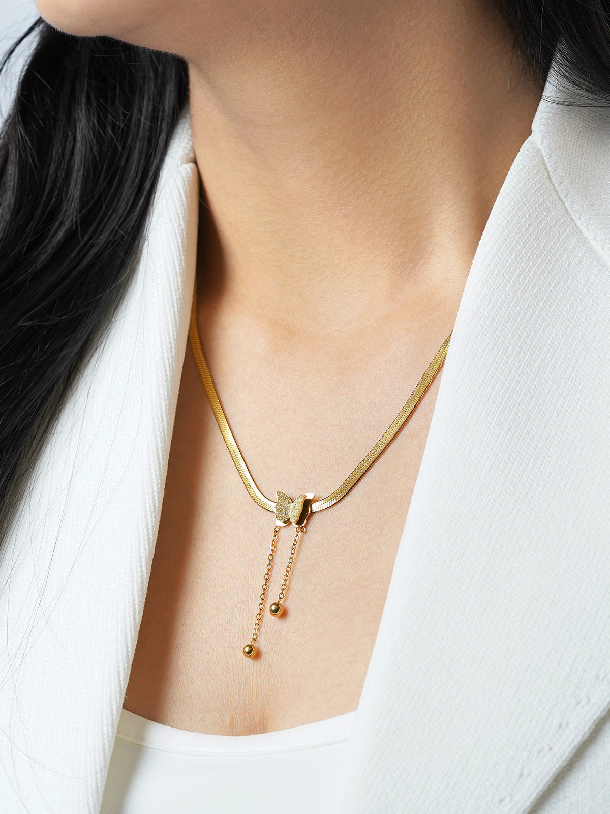 Butterfly Snake Chain 18K Gold Plated Necklace