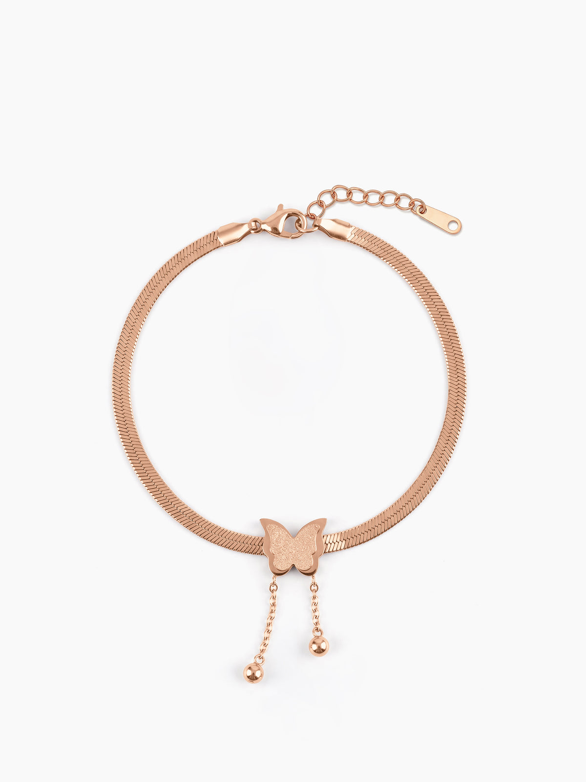 Butterfly Snake Charm Rosegold Loose Chain Bracelet