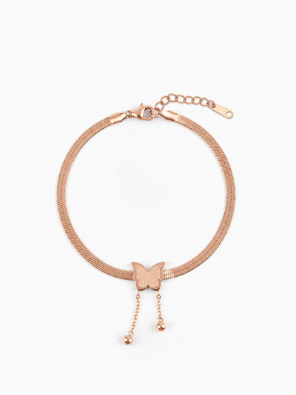 Butterfly Snake Charm Rosegold Loose Chain Bracelet