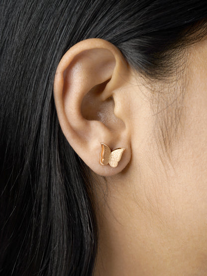 Butterfly Rosegold Plated Women's Stud Earrings