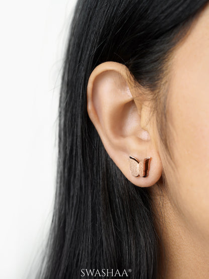 Butterfly Rosegold Plated Women's Stud Earrings